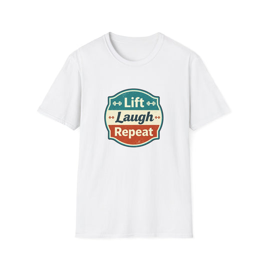 Lift Laugh Repeat Workout Tee - Funny Fitness T-Shirt, Gift for Gym Lovers, Unisex Cotton Top, Exercise Humor Shirt, Motivational