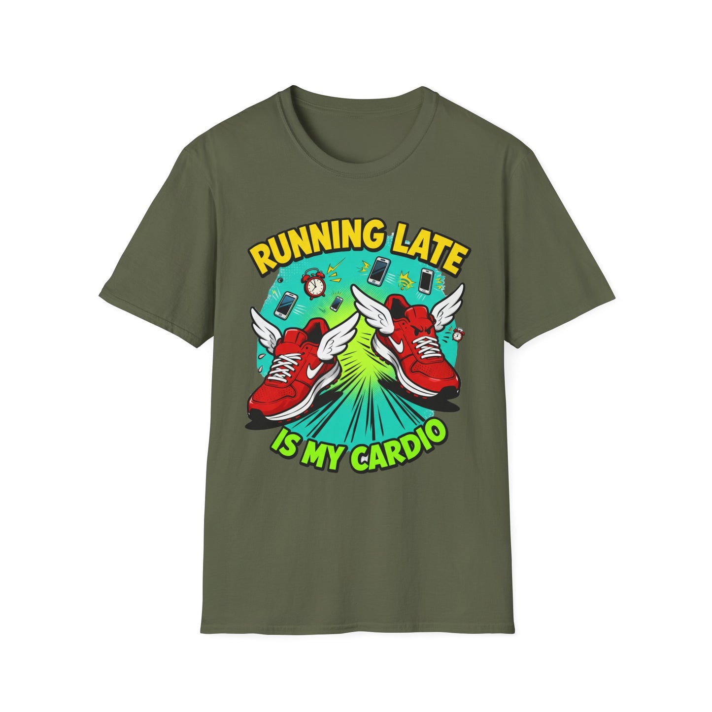 Funny Running Late T-Shirt, Gym Shirt, Gift for Runners, Workout Tee, Cartoon Graphic Tee, Casual Wear