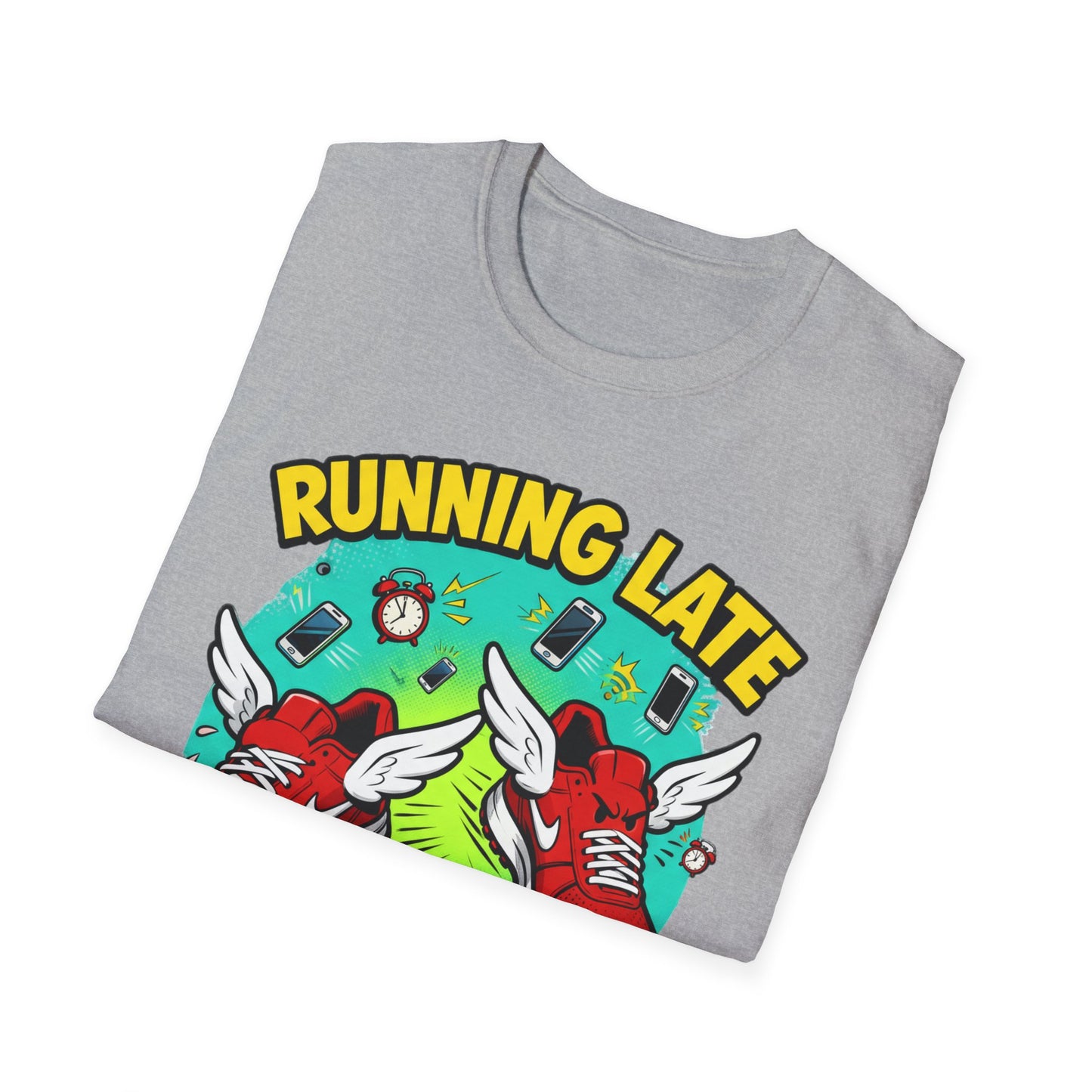 Funny Running Late T-Shirt, Gym Shirt, Gift for Runners, Workout Tee, Cartoon Graphic Tee, Casual Wear