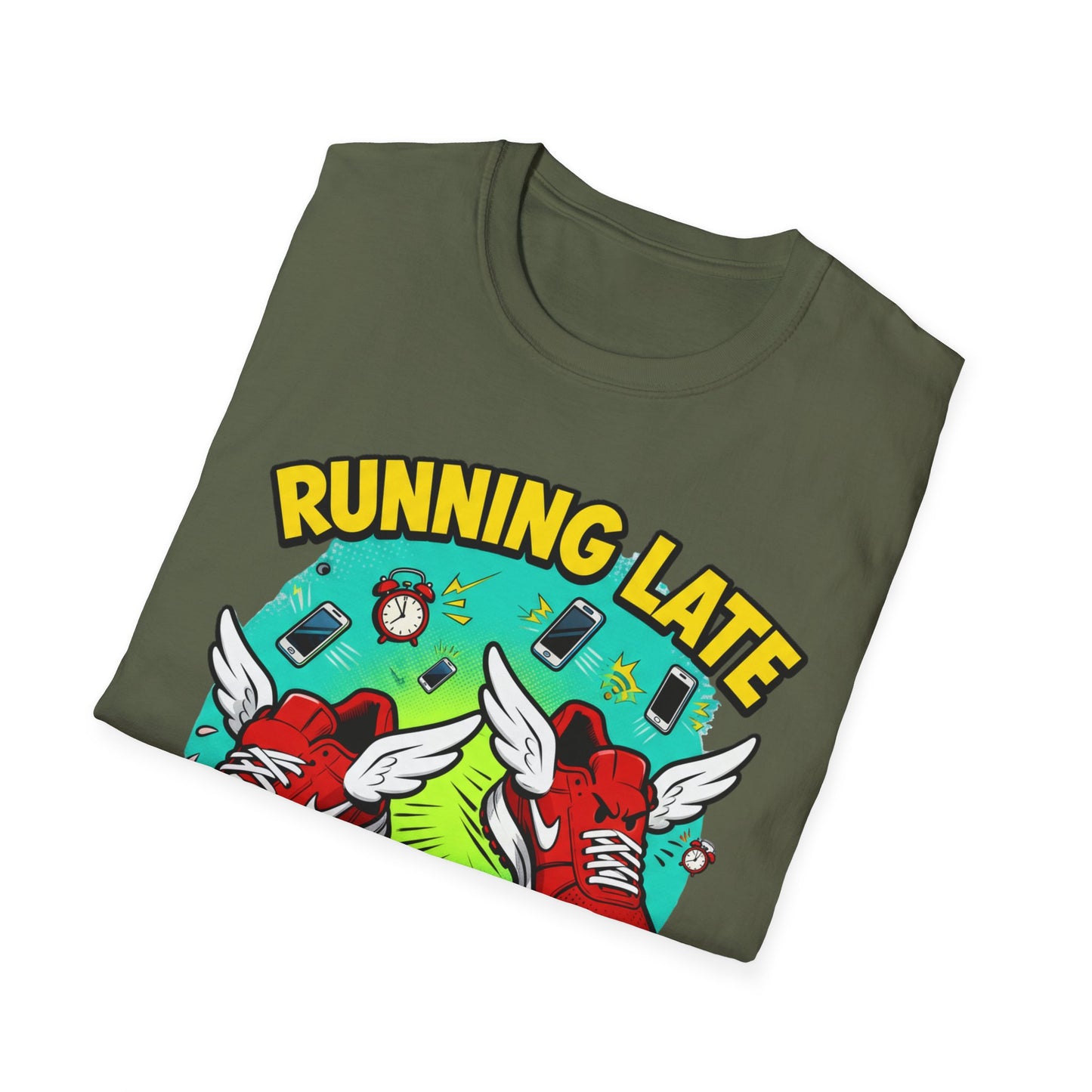 Funny Running Late T-Shirt, Gym Shirt, Gift for Runners, Workout Tee, Cartoon Graphic Tee, Casual Wear