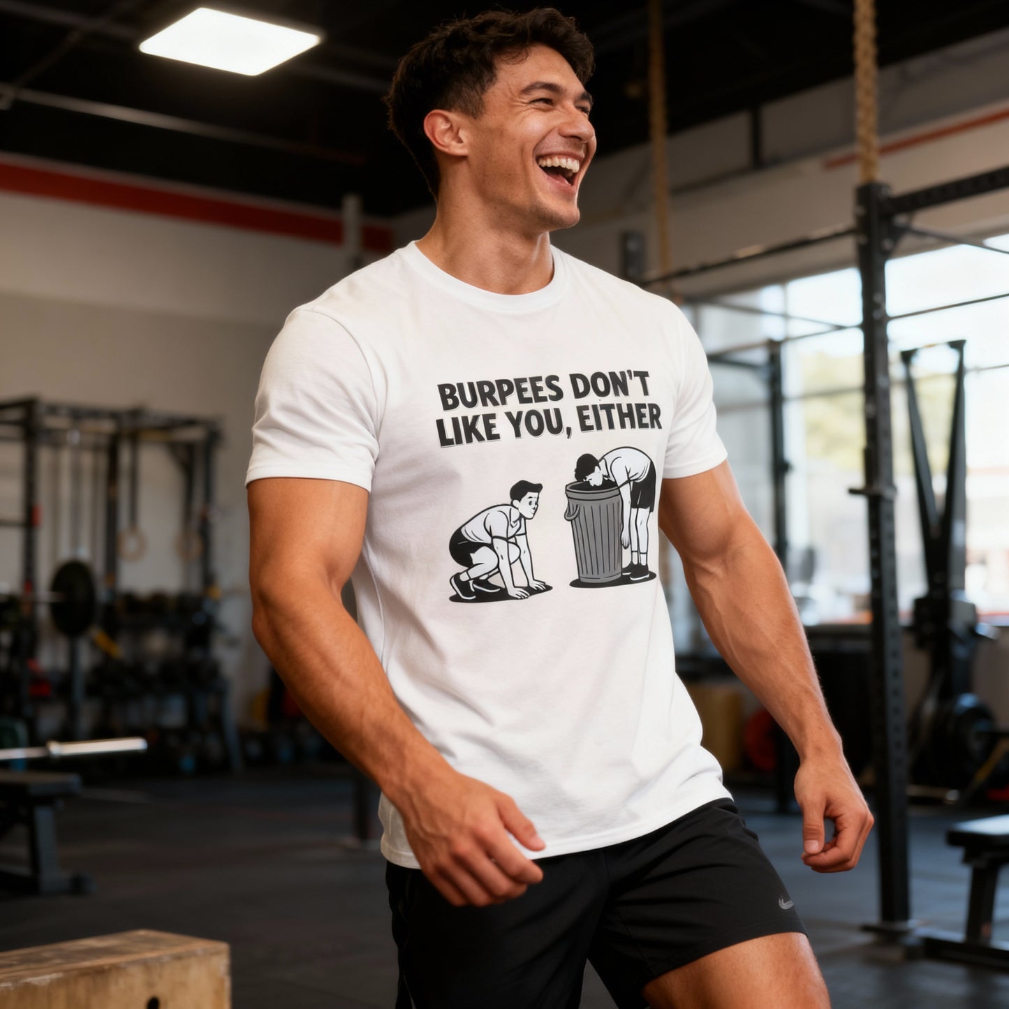 Funny Burpees Don't Like You Either Unisex Softstyle T-Shirt, Workout Tee, Gym Shirt, Fitness Apparel, Exercise Top