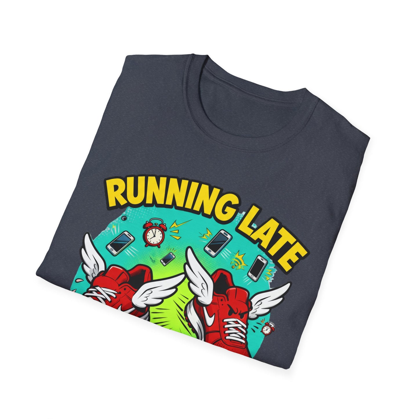 Funny Running Late T-Shirt, Gym Shirt, Gift for Runners, Workout Tee, Cartoon Graphic Tee, Casual Wear