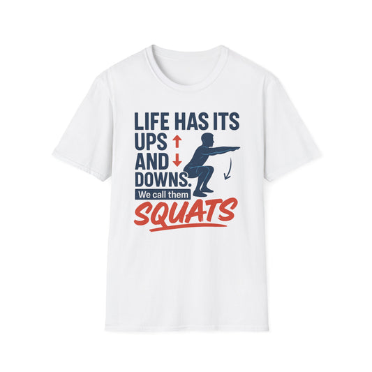 SQUATS Motivational Gym T-Shirt, Workout Tee, Fitness Shirt, Exercise Top, Gym Apparel