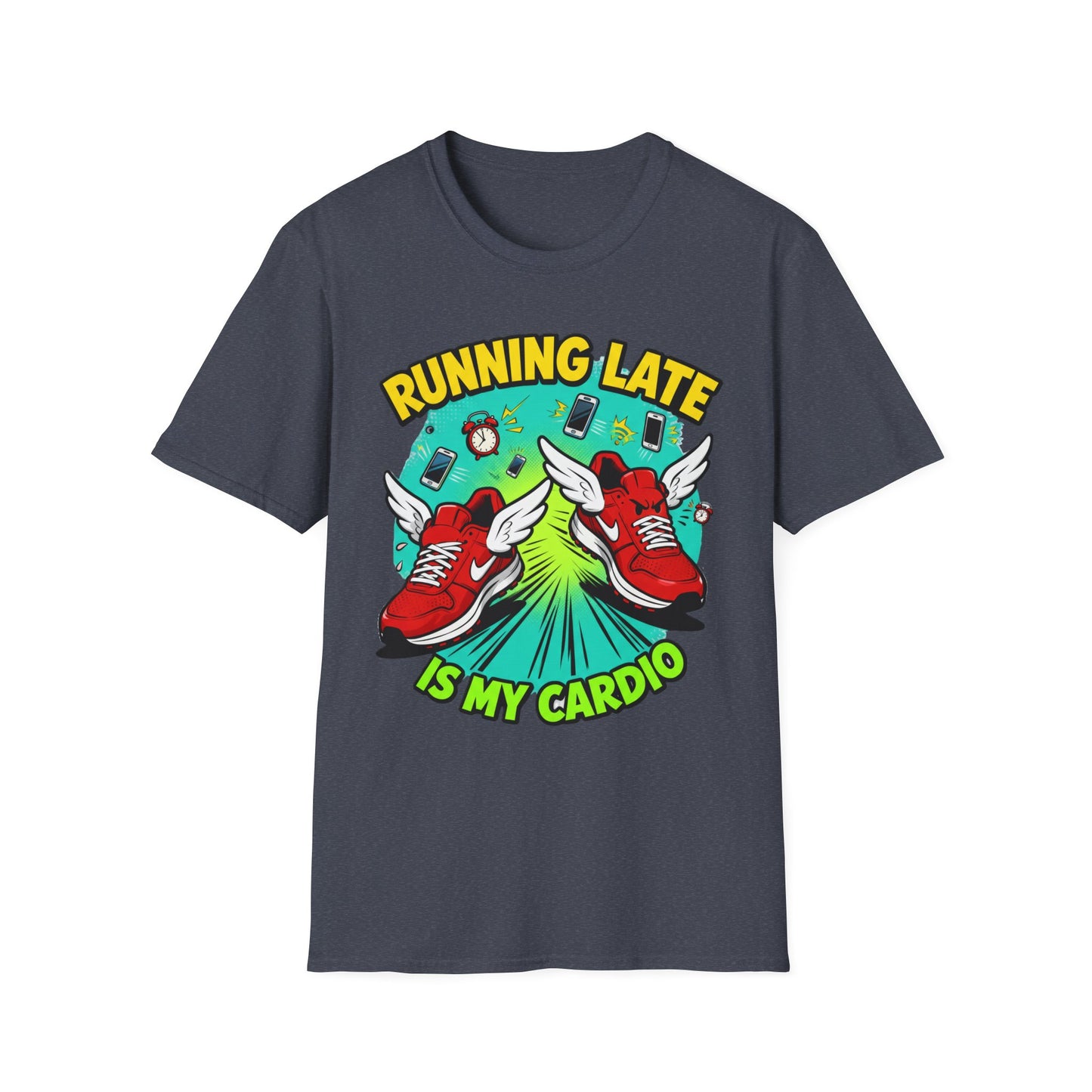 Funny Running Late T-Shirt, Gym Shirt, Gift for Runners, Workout Tee, Cartoon Graphic Tee, Casual Wear