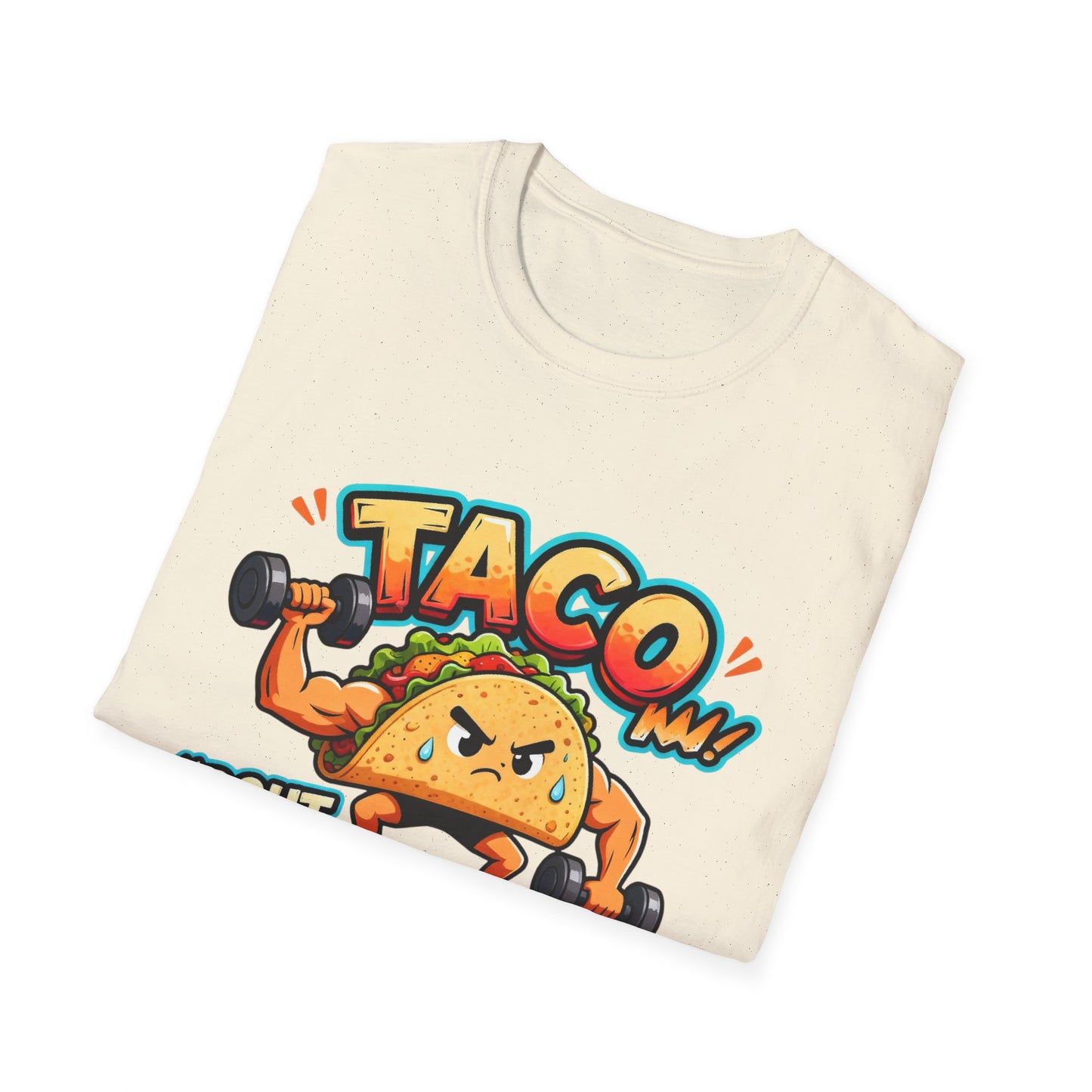 Gym Humor Unisex Softstyle T-Shirt, Taco 'Bout Gains Tee, Fitness Shirt, Workout Top, Muscle Joke Apparel
