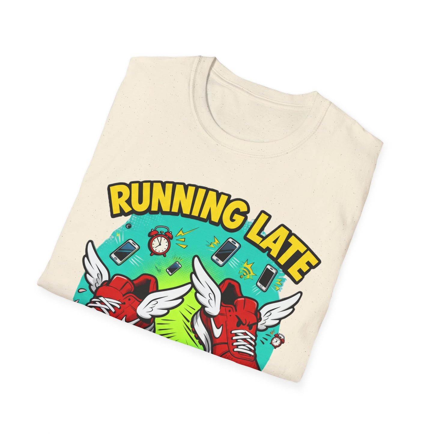 Funny Running Late T-Shirt, Gym Shirt, Gift for Runners, Workout Tee, Cartoon Graphic Tee, Casual Wear