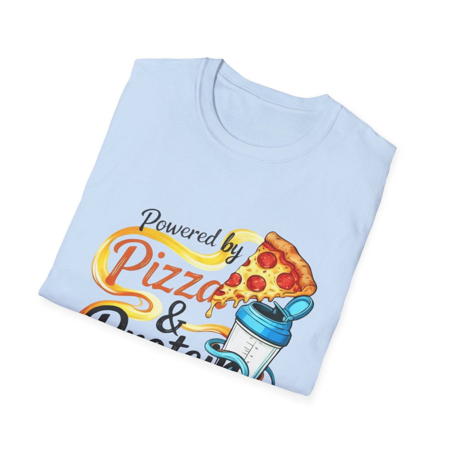 Funny Gym Apparel Unisex Softstyle T-Shirt, Pizza and Protein Shakes Tee Shirt, Workout Shirt, Activewear Top, Fitness Tee, Gift for Gym