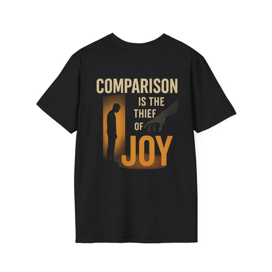 Motivational Comparison Is The Thief Of Joy Unisex Softstyle T-Shirt, Inspirational Tee, Positive Vibes Shirt, Self-Improvement Top, Gift