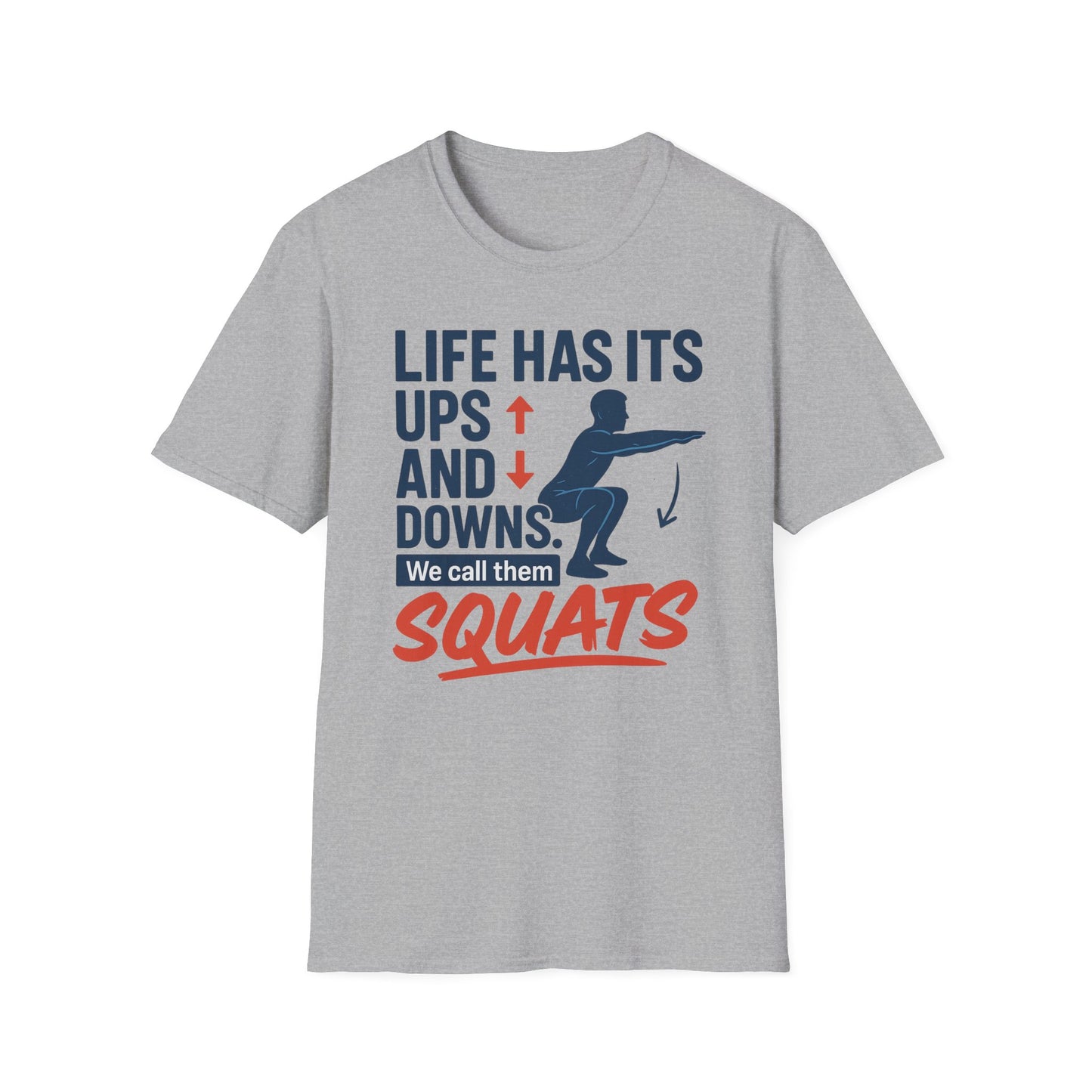 SQUATS Motivational Gym T-Shirt, Workout Tee, Fitness Shirt, Exercise Top, Gym Apparel