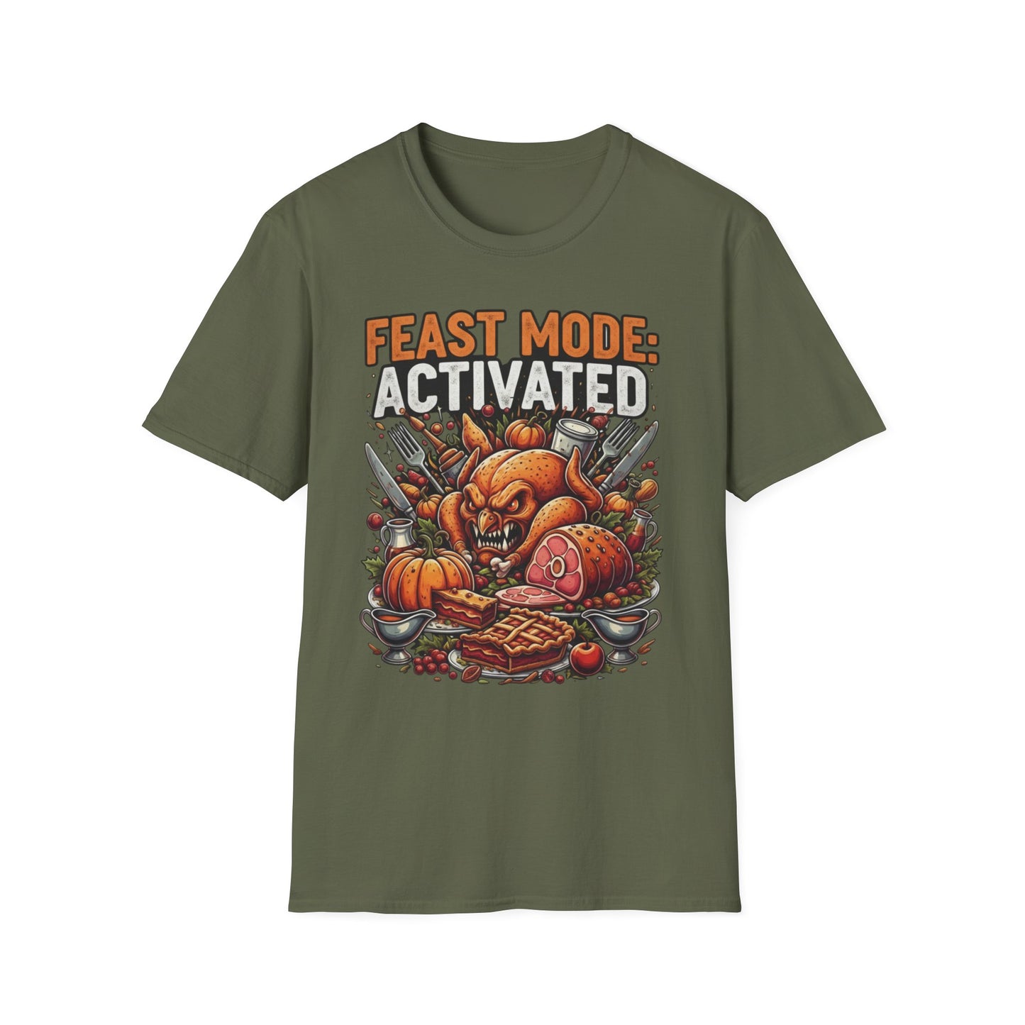 Feast Mode: Activated; Unisex Softstyle T-Shirt, Holiday Tee, Thanksgiving Shirt, Christmas Gift, Festive Apparel, Humorous