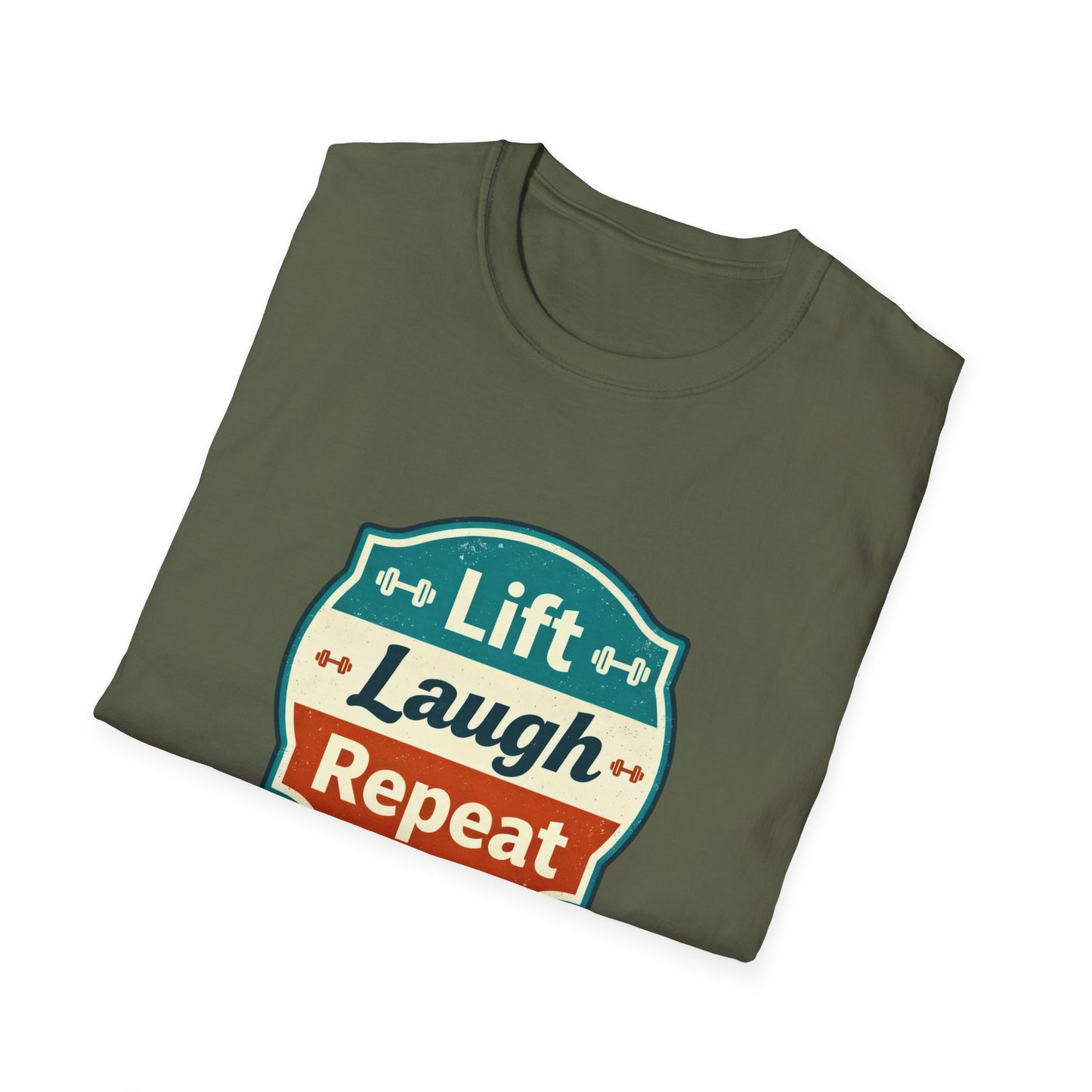 Lift Laugh Repeat Workout Tee - Funny Fitness T-Shirt, Gift for Gym Lovers, Unisex Cotton Top, Exercise Humor Shirt, Motivational