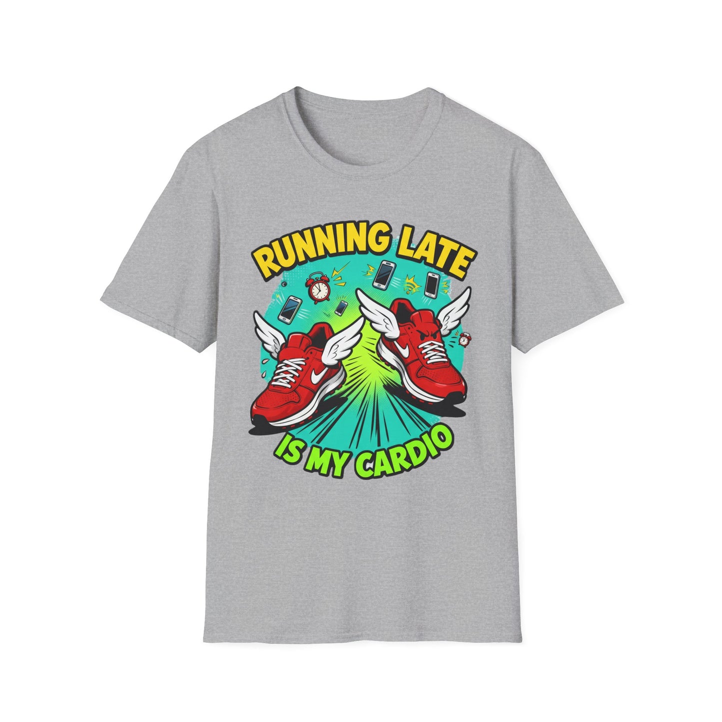 Funny Running Late T-Shirt, Gym Shirt, Gift for Runners, Workout Tee, Cartoon Graphic Tee, Casual Wear