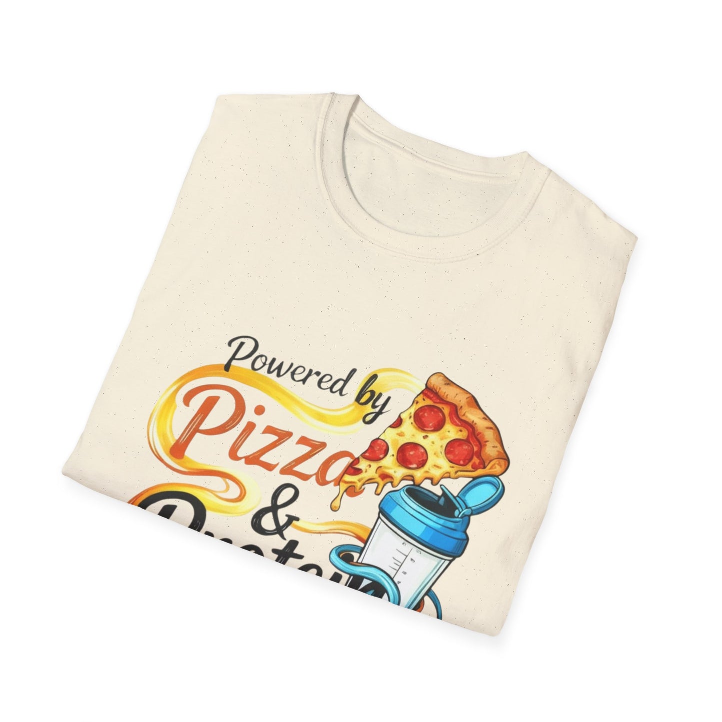 Funny Gym Apparel Unisex Softstyle T-Shirt, Pizza and Protein Shakes Tee Shirt, Workout Shirt, Activewear Top, Fitness Tee, Gift for Gym