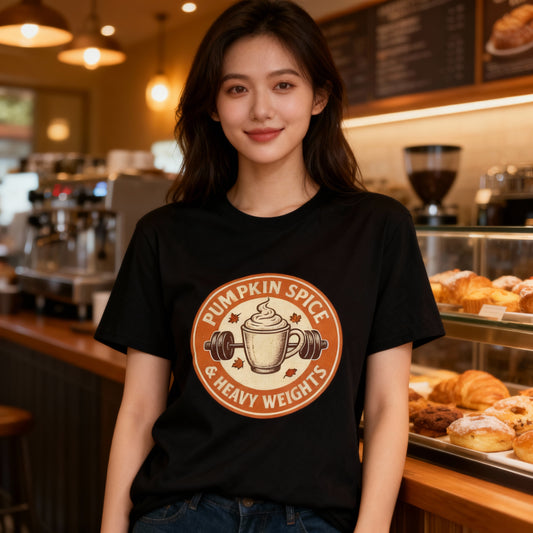 Pumpkin Spice & Heavy Weights Tee – Funny Fall Gym Shirt