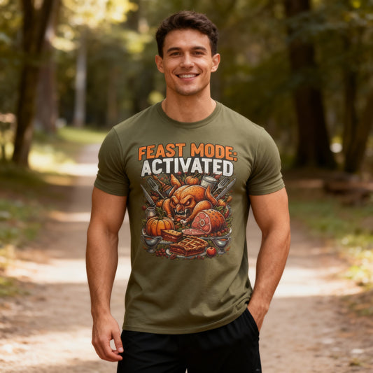 Feast Mode: Activated; Unisex Softstyle T-Shirt, Holiday Tee, Thanksgiving Shirt, Christmas Gift, Festive Apparel, Humorous