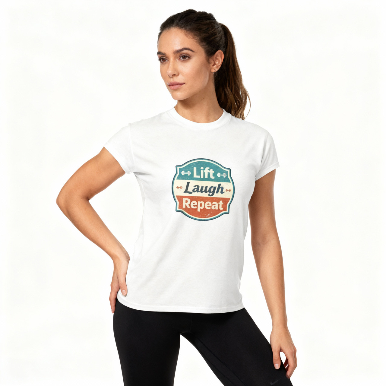 Lift Laugh Repeat Workout Tee - Funny Fitness T-Shirt, Gift for Gym Lovers, Unisex Cotton Top, Exercise Humor Shirt, Motivational