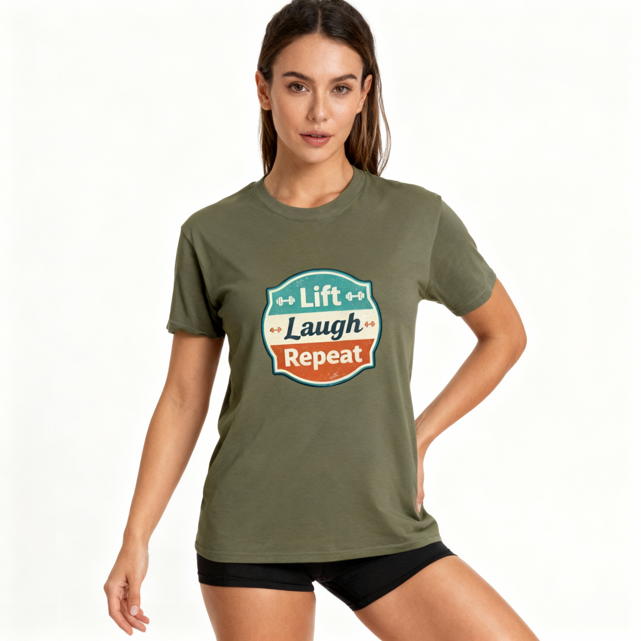 Lift Laugh Repeat Workout Tee - Funny Fitness T-Shirt, Gift for Gym Lovers, Unisex Cotton Top, Exercise Humor Shirt, Motivational