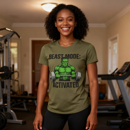 Beast Mode Frankenstein Unisex Softstyle T-Shirt, Costume Party Tee, Fall Halloween Shirt for Men and Women, Halloween