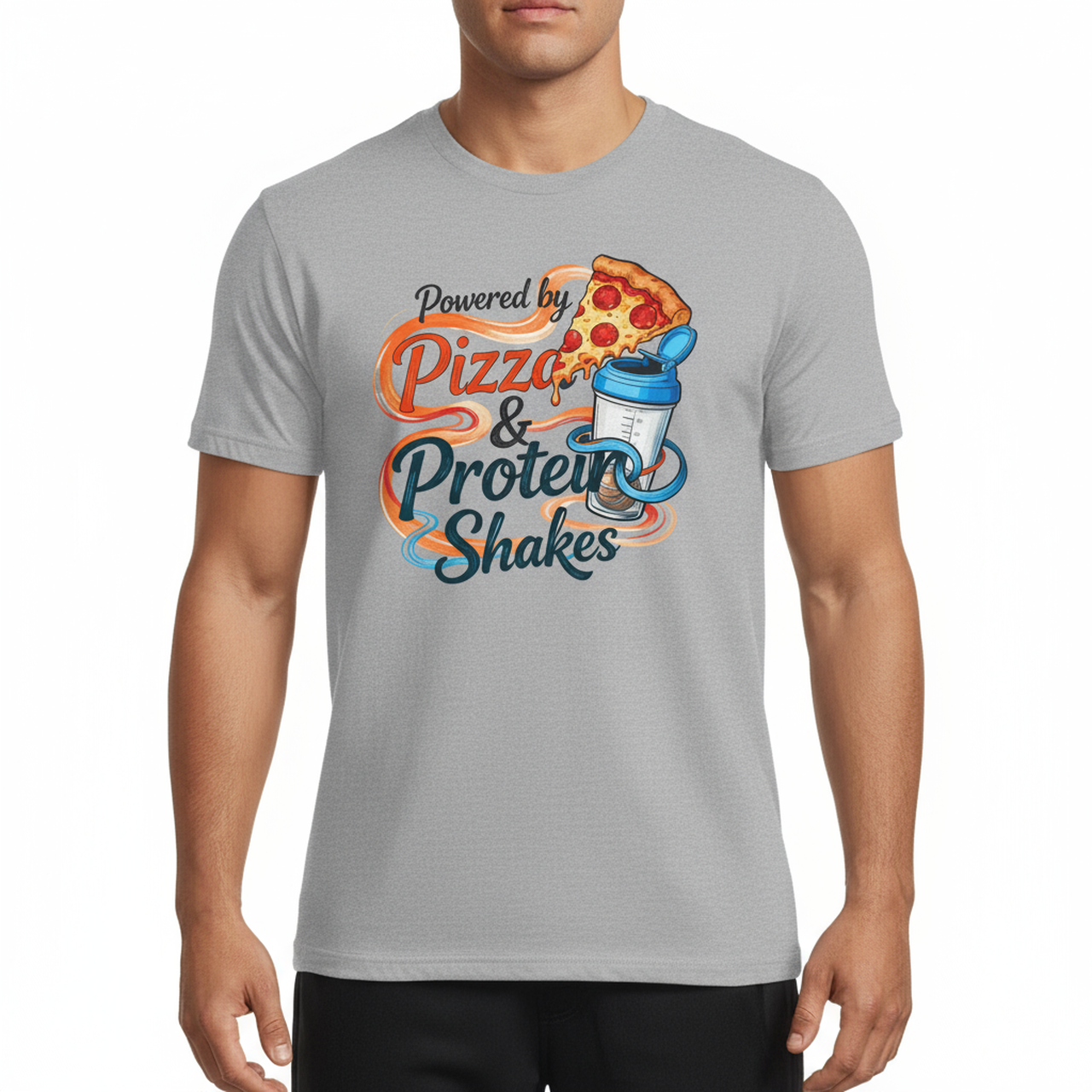 Funny Gym Apparel Unisex Softstyle T-Shirt, Pizza and Protein Shakes Tee Shirt, Workout Shirt, Activewear Top, Fitness Tee, Gift for Gym