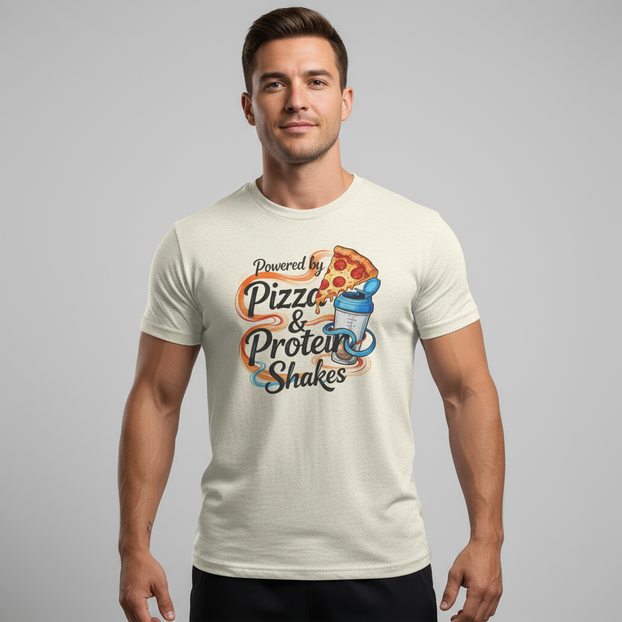 Funny Gym Apparel Unisex Softstyle T-Shirt, Pizza and Protein Shakes Tee Shirt, Workout Shirt, Activewear Top, Fitness Tee, Gift for Gym