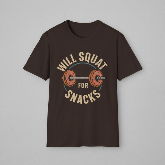 Will Squat for Snacks - Funny Fitness Gym T-Shirt