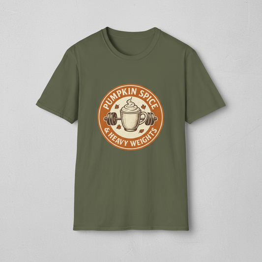 Pumpkin Spice & Heavy Weights Tee – Funny Fall Gym Shirt
