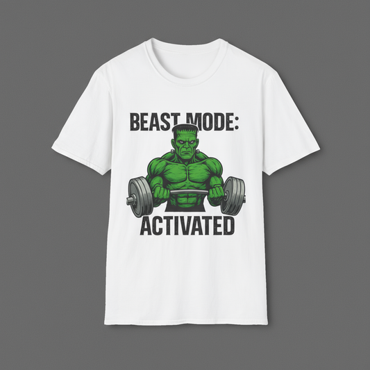 Beast Mode Frankenstein Unisex Softstyle T-Shirt, Costume Party Tee, Fall Halloween Shirt for Men and Women, Halloween
