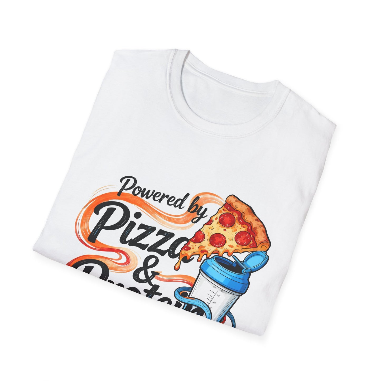 Funny Gym Apparel Unisex Softstyle T-Shirt, Pizza and Protein Shakes Tee Shirt, Workout Shirt, Activewear Top, Fitness Tee, Gift for Gym