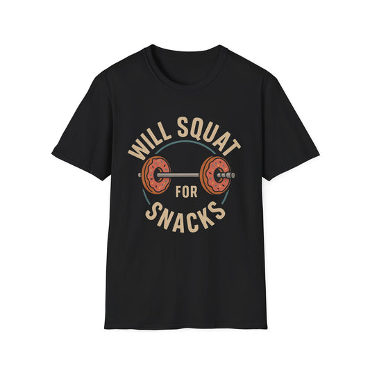 Will Squat for Snacks - Funny Fitness Gym T-Shirt
